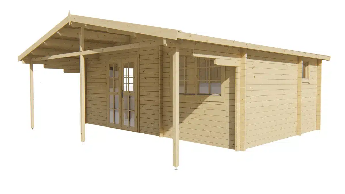 Blokhut – Tuinhuis Palmar | 44 mm | vuren groen geïmpregneerd