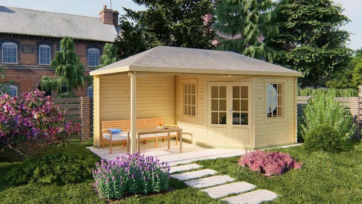 Blokhut – Tuinhuis Markku | 28 mm | vuren groen geïmpregneerd