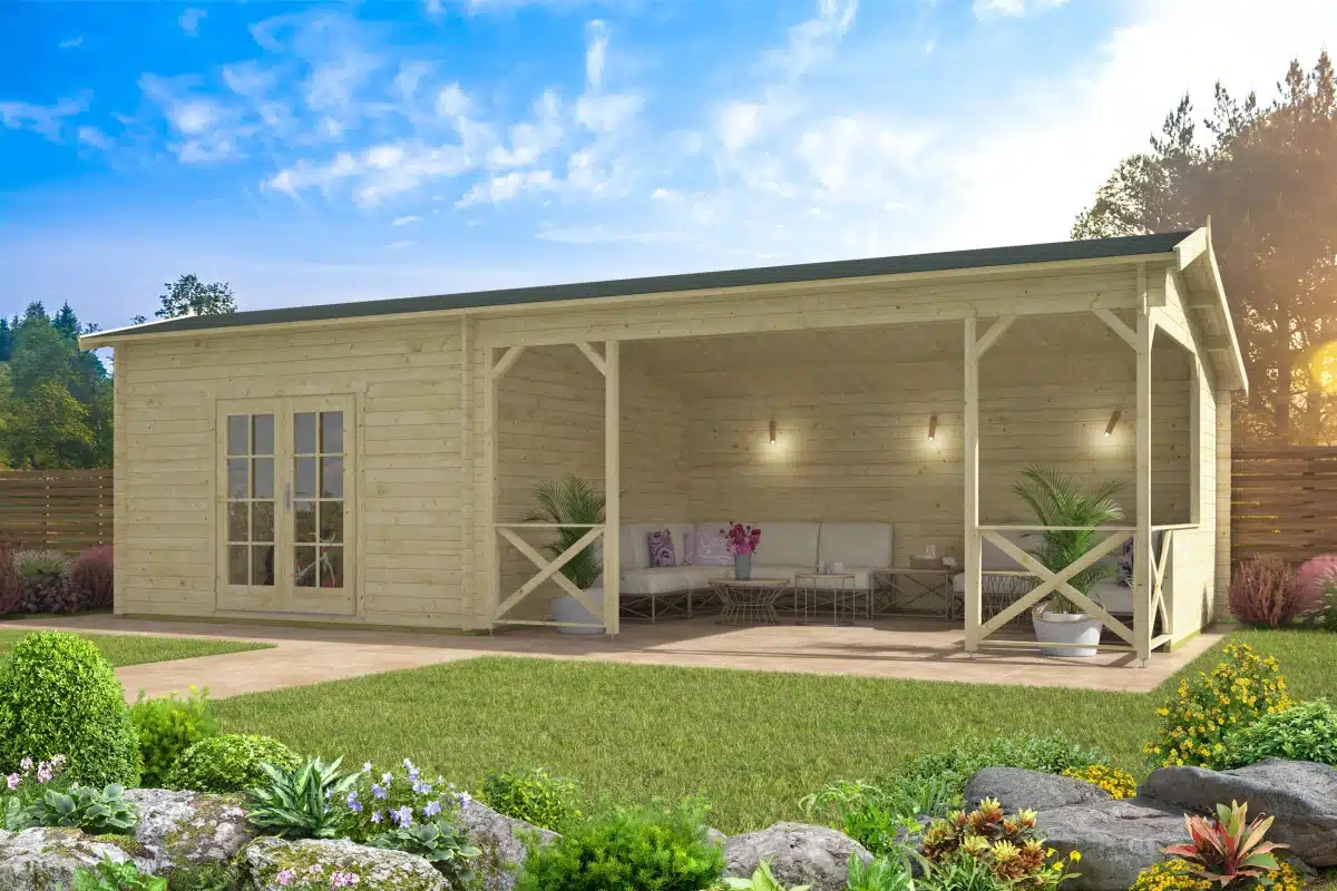 Blokhut – Tuinhuis Mokka | 40 mm | vuren Red Class Wood geïmpregneerd