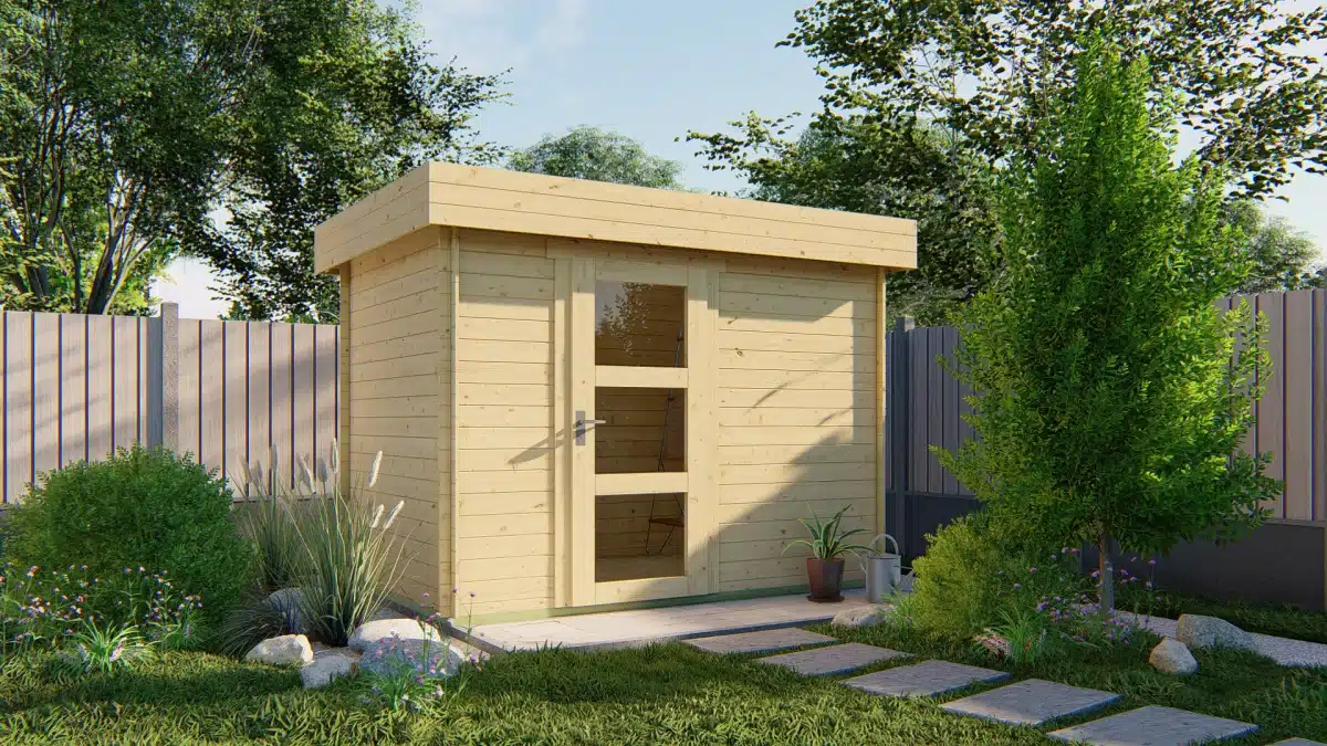 Blokhut – Tuinhuis Novalie | 19 mm | vuren bruin geïmpregneerd