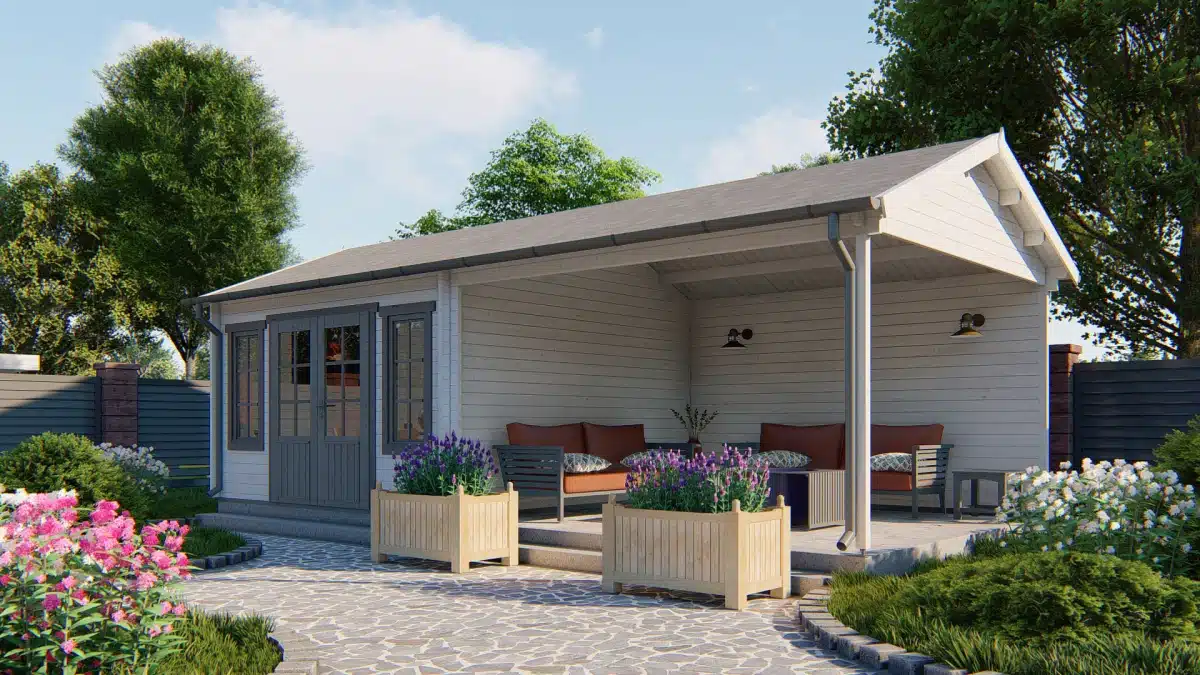 Blokhut – Tuinhuis Kwaspa | 44 mm | vuren groen geïmpregneerd