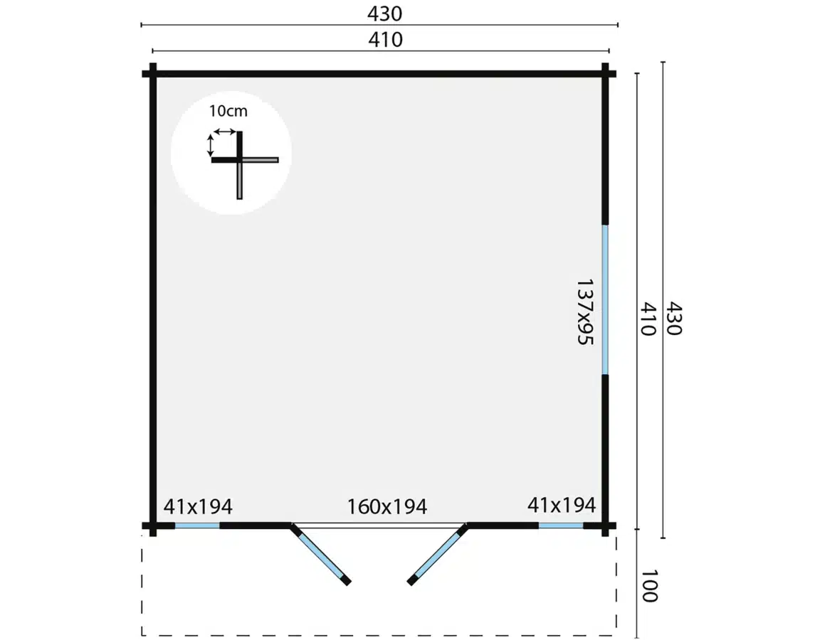 Blokhut – Tuinhuis Laula | 44 mm | vuren Red Class Wood geïmpregneerd