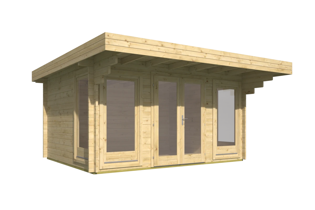 Blokhut – Tuinhuis Lory | 44 mm | vuren grijs geïmpregneerd