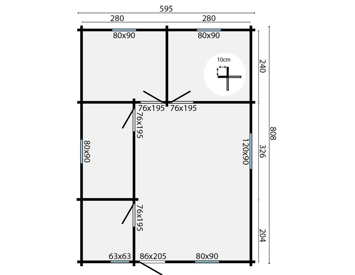 Blokhut – Tuinhuis Malaga | 44 mm | grijs geïmpregneerd