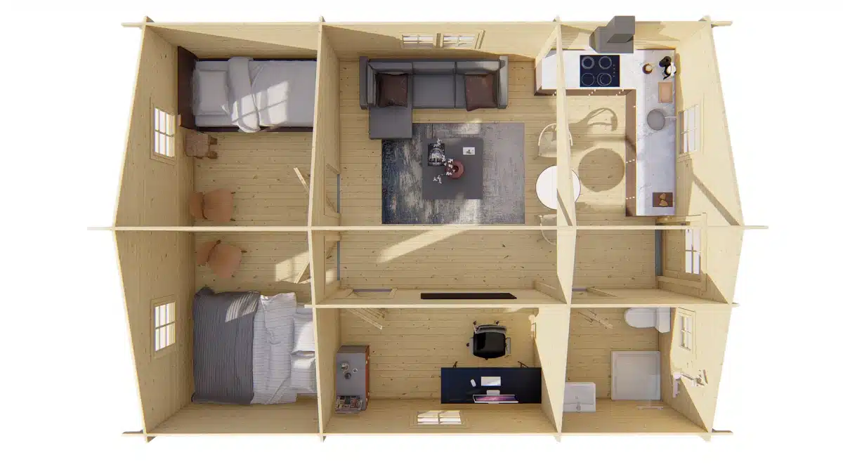 Blokhut – Tuinhuis Malaga | 44 mm | grijs geïmpregneerd