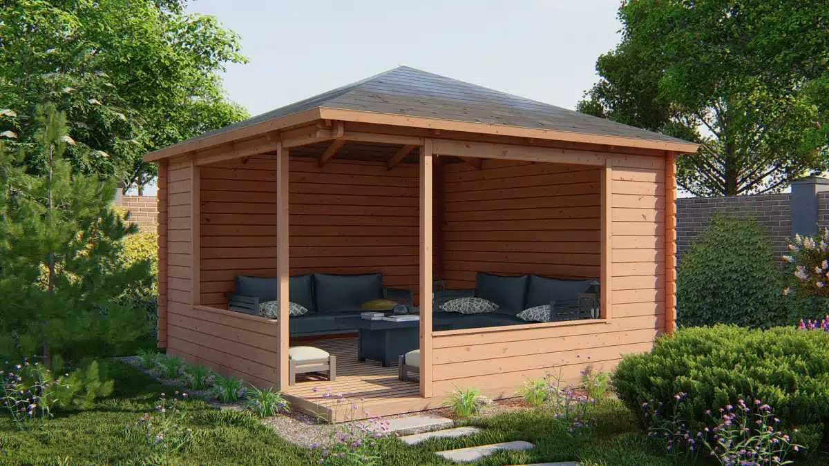 Blokhutprieel – Tuinhuis Marit | 44 mm | vuren honinggeel geïmpregneerd
