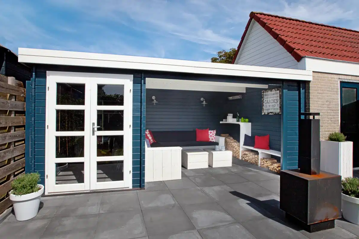 Blokhut – Tuinhuis Megamodern | 28 mm | vuren bruin geïmpregneerd