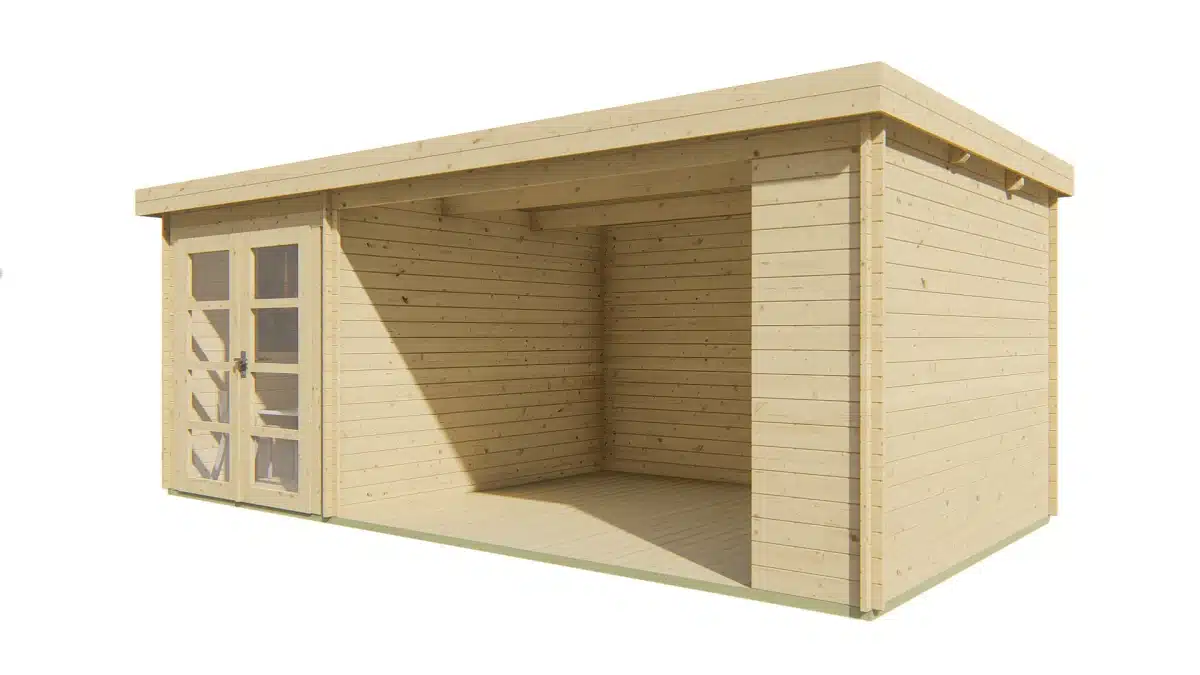 Blokhut – Tuinhuis Megamodern | 28 mm | vuren bruin geïmpregneerd