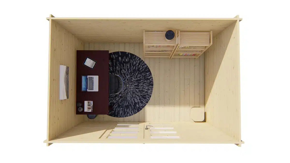 Blokhut – Tuinhuis Minimodern | 28 mm | vuren grijs geïmpregneerd
