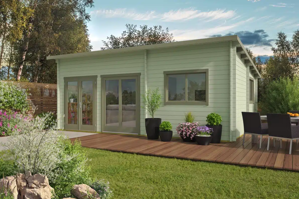 Blokhut – Tuinhuis Moderna | 44 mm | Red Class Wood geïmpregneerd
