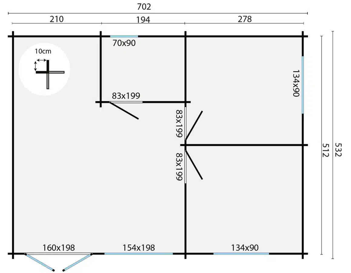 Blokhut – Tuinhuis Moderna | 44 mm | Red Class Wood geïmpregneerd