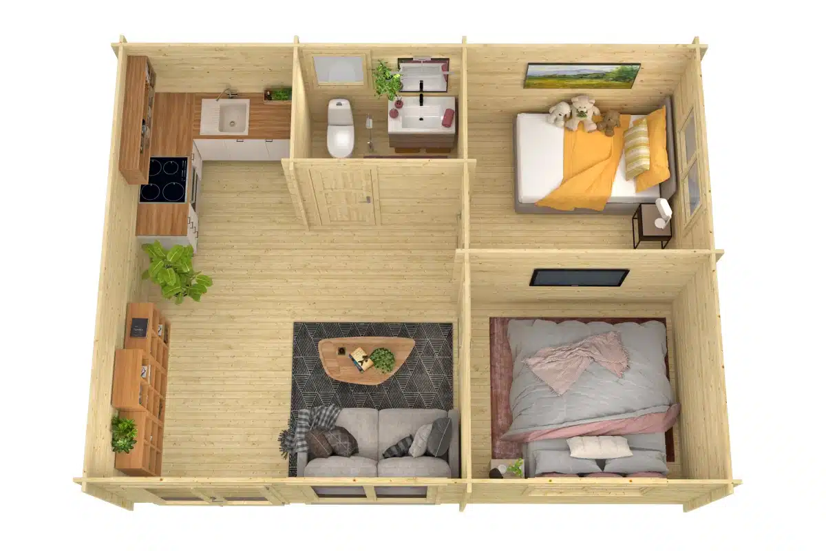 Blokhut – Tuinhuis Moderna | 44 mm | Red Class Wood geïmpregneerd