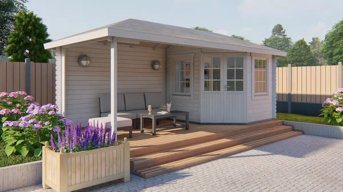 Blokhut – Tuinhuis Niklas | 28 mm | vuren groen geïmpregneerd