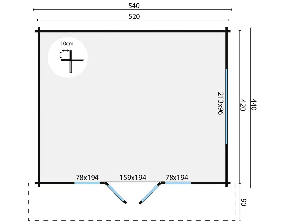 Blokhut – Tuinhuis Newcastle | 58 mm | vuren bruin geïmpregneerd