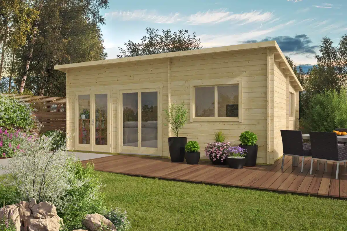 Blokhut – Tuinhuis Moderna | 44 mm | Red Class Wood geïmpregneerd