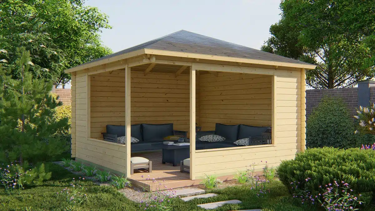 Blokhutprieel – Tuinhuis Marit | 44 mm | vuren honinggeel geïmpregneerd