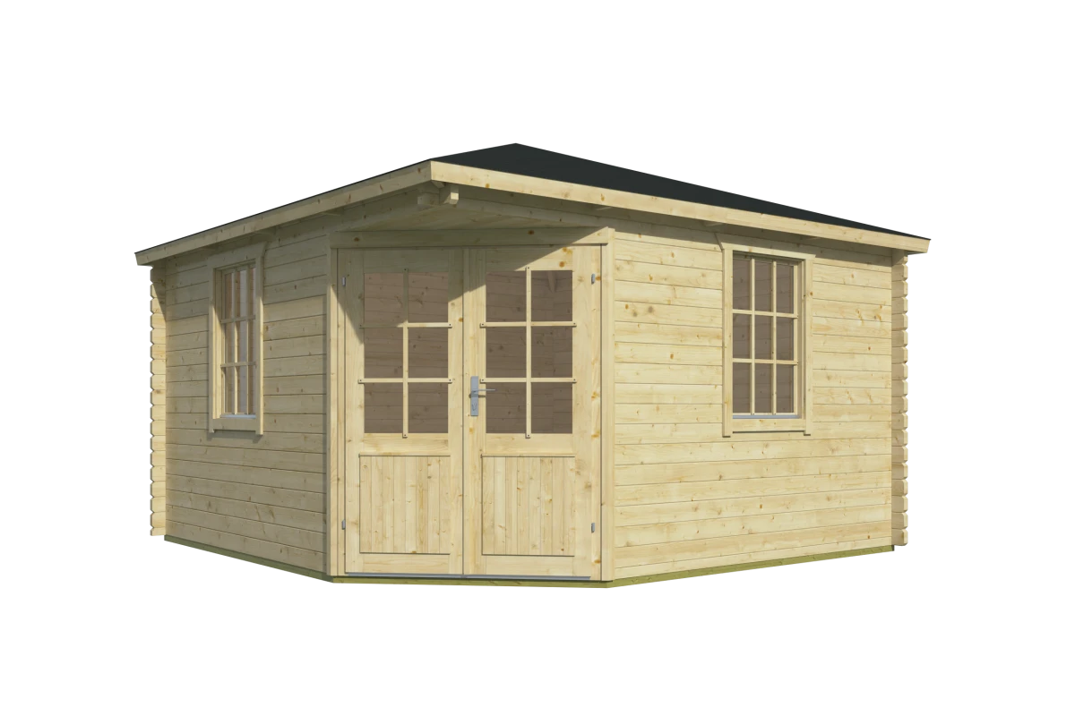 Blokhut – Tuinhuis Lotte | 44 mm | vuren grijs geïmpregneerd