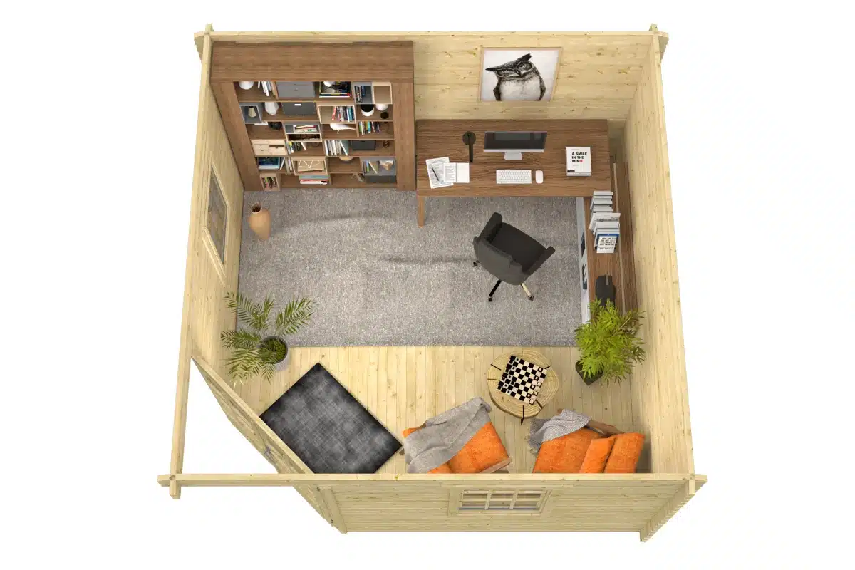 Blokhut – Tuinhuis Lotte | 44 mm | vuren bruin geïmpregneerd