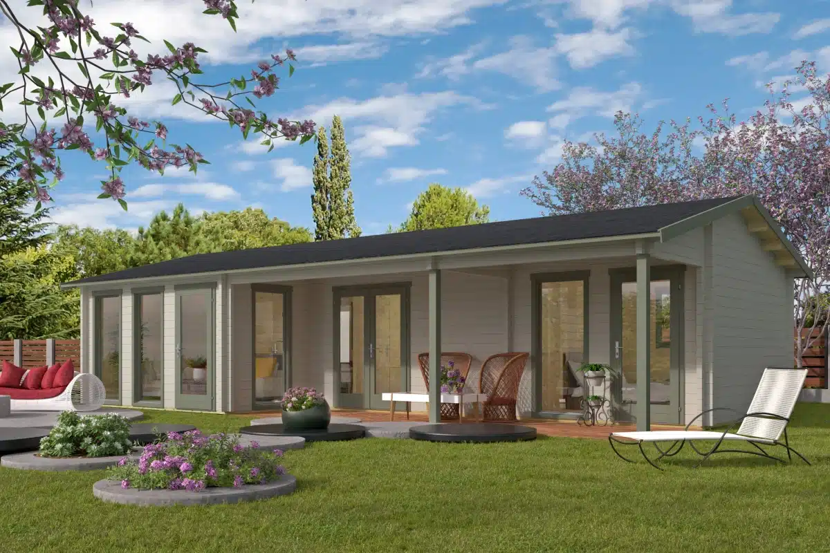 Blokhut – Tuinhuis Letterkenny | 70 mm | vuren honinggeel geïmpregneerd
