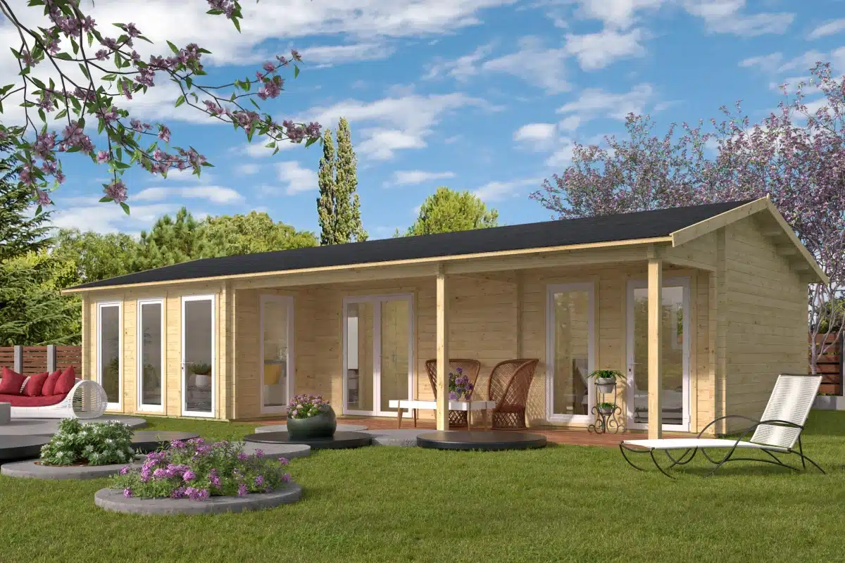 Blokhut – Tuinhuis Letterkenny | 70 mm | vuren honinggeel geïmpregneerd