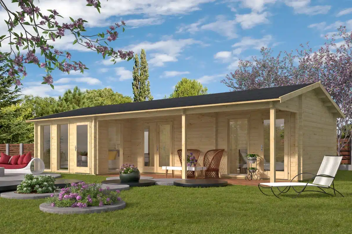 Blokhut – Tuinhuis Letterkenny | 70 mm | vuren honinggeel geïmpregneerd