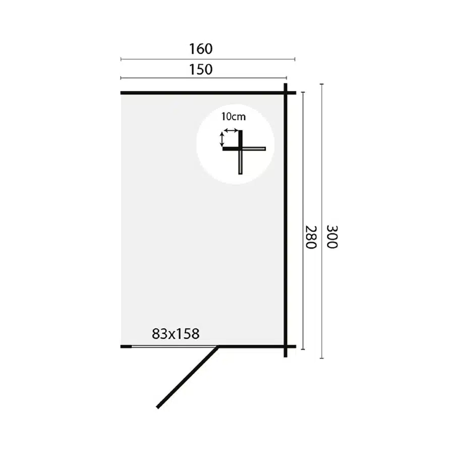 Blokhut – Tuinhuis Aanbouw | 44 mm | vuren onbehandeld