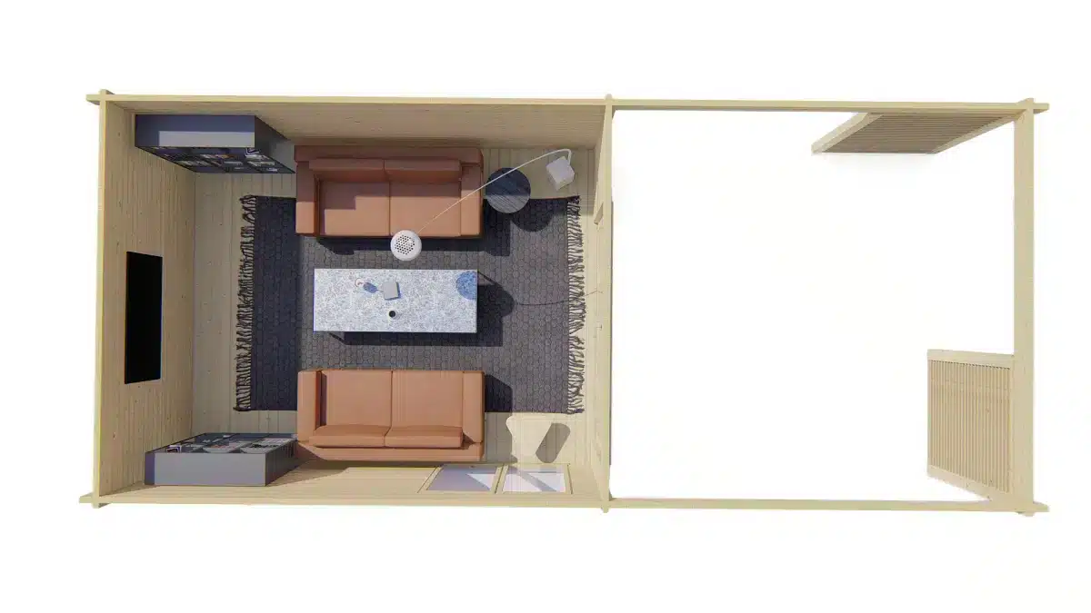 Blokhut – Tuinhuis Casper | 58 mm | vuren onbehandeld