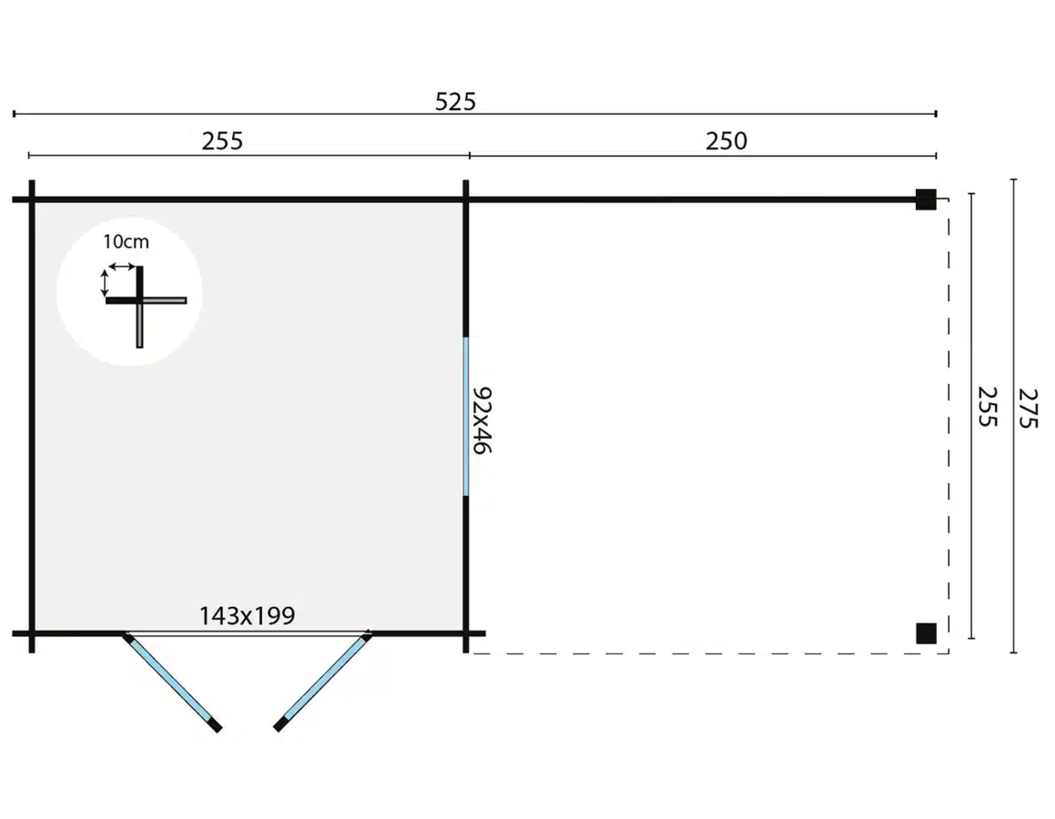 Blokhut – Tuinhuis Brenda | 28 mm | vuren onbehandeld