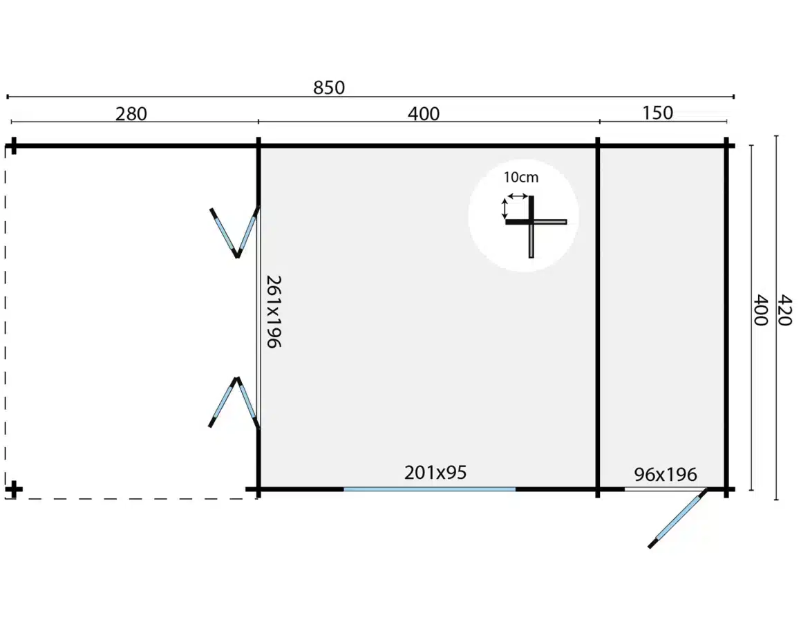 Blokhut – Tuinhuis Sibella | 44 mm | vuren onbehandeld