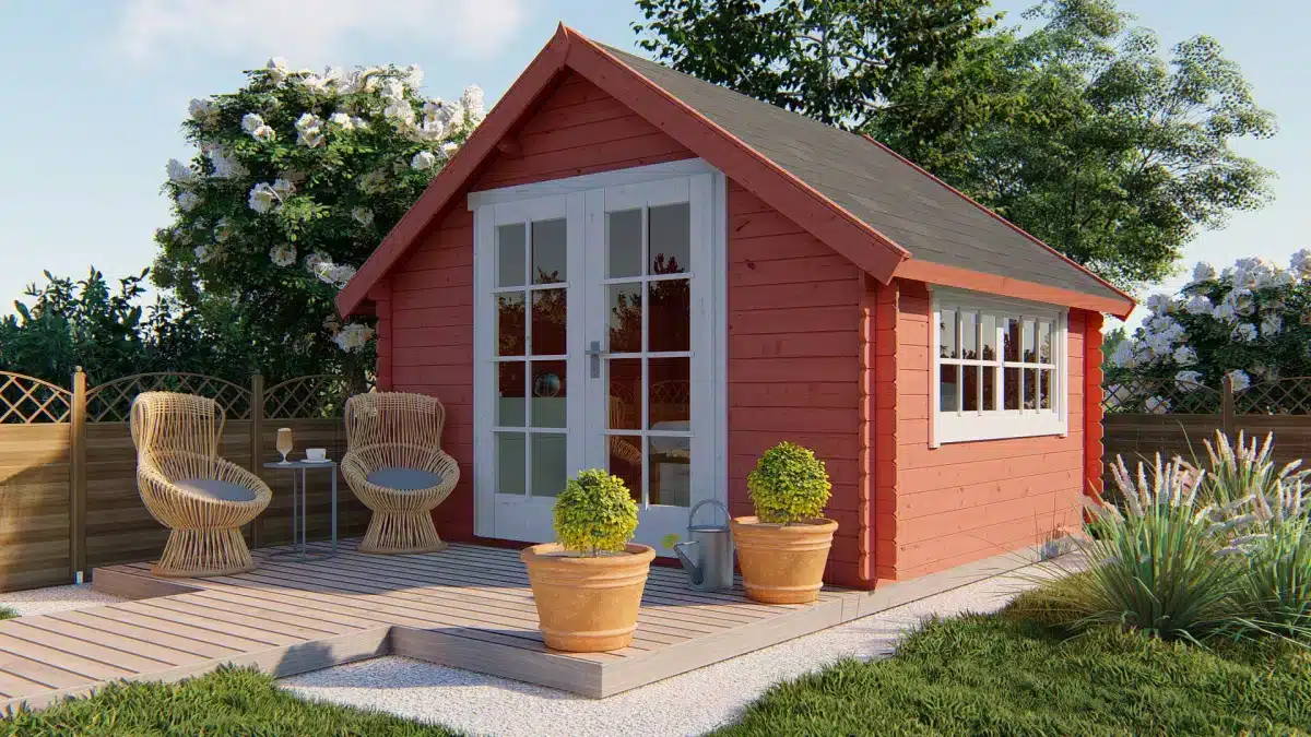 Blokhut – Tuinhuis Skov | 28 mm | vuren onbehandeld