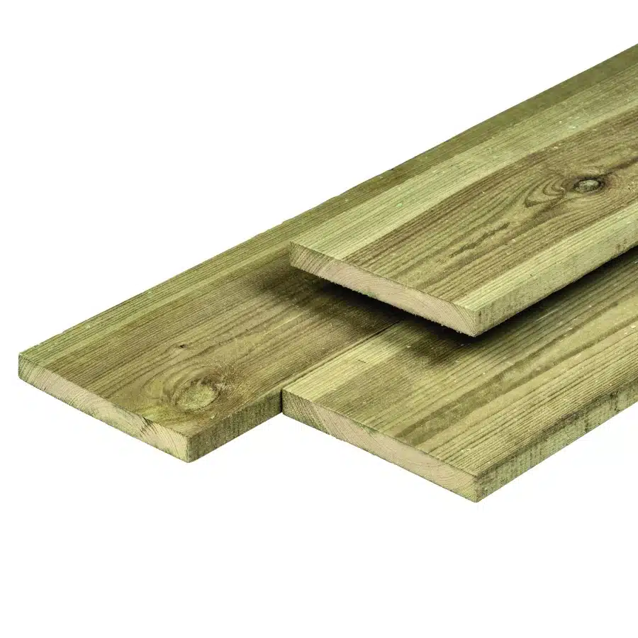 Midden-Europees grenen tuinplank, groen geïmpregneerd, gedroogd, geschaafd 4rh 1,6 x 14,0 x 270 cm