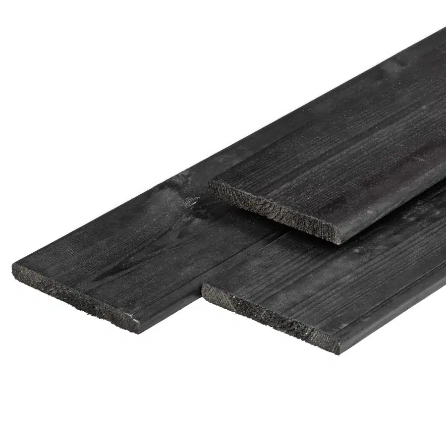 Midden-Europees grenen tuinplank, zwart gespoten, gedroogd, geschaafd 4rh 1,6 x 14,0 x 310,5 cm