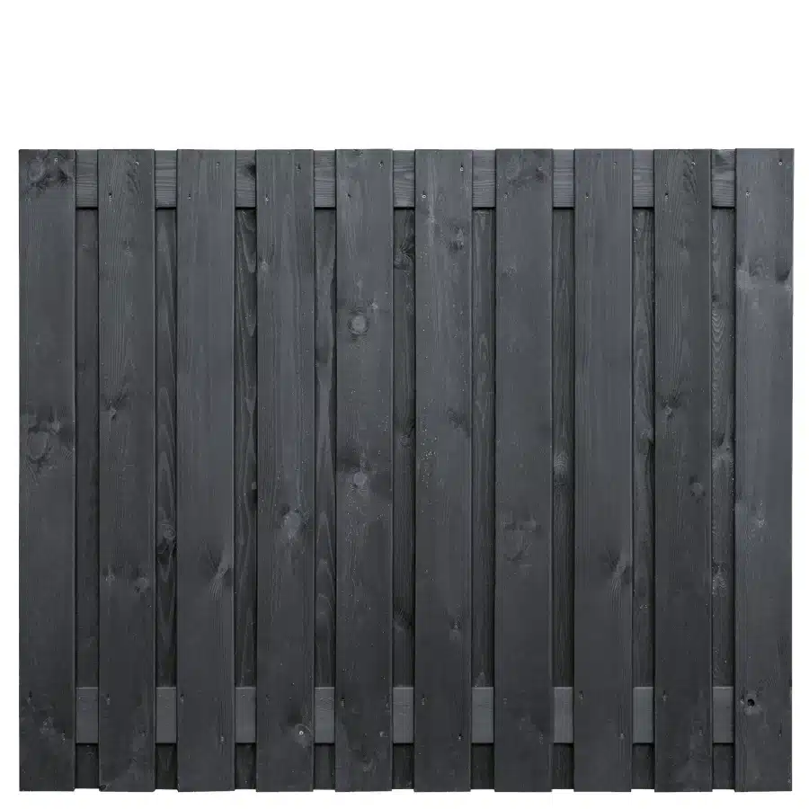 Tuinscherm vuren zwart gespoten 21-planks (19 + 2) Stuttgart 150 x 180 cm