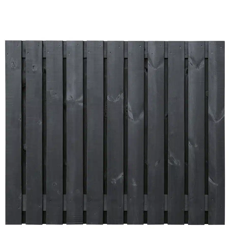 Tuinscherm vuren zwart gespoten 23-planks (21 + 2) Dresden 150 x 180 cm