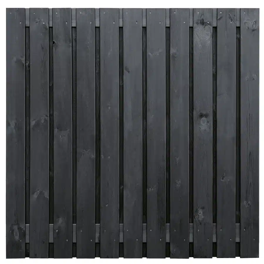 Tuinscherm vuren zwart gespoten 23-planks (21 + 2) Dresden 180 x 180 cm