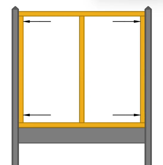Douglas regelwerk voor frame – beton schutting systeem