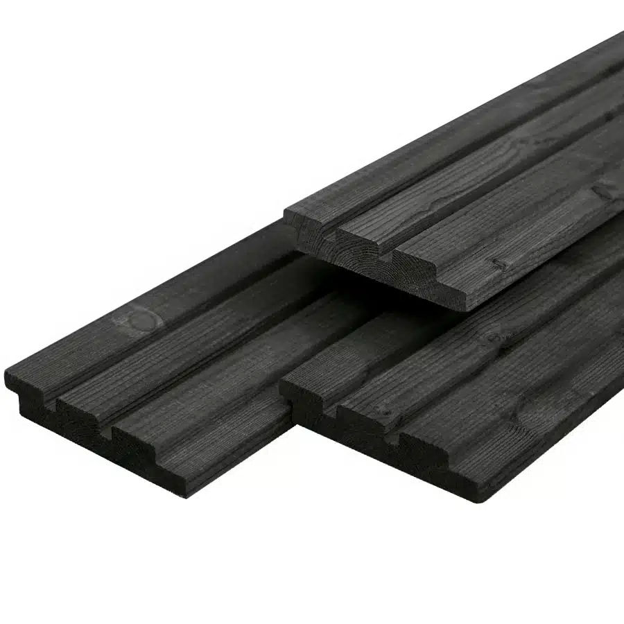 Douglas tripleprofiel, zwart geïmpregneerd 1,9 x 13,0 x 490 cm