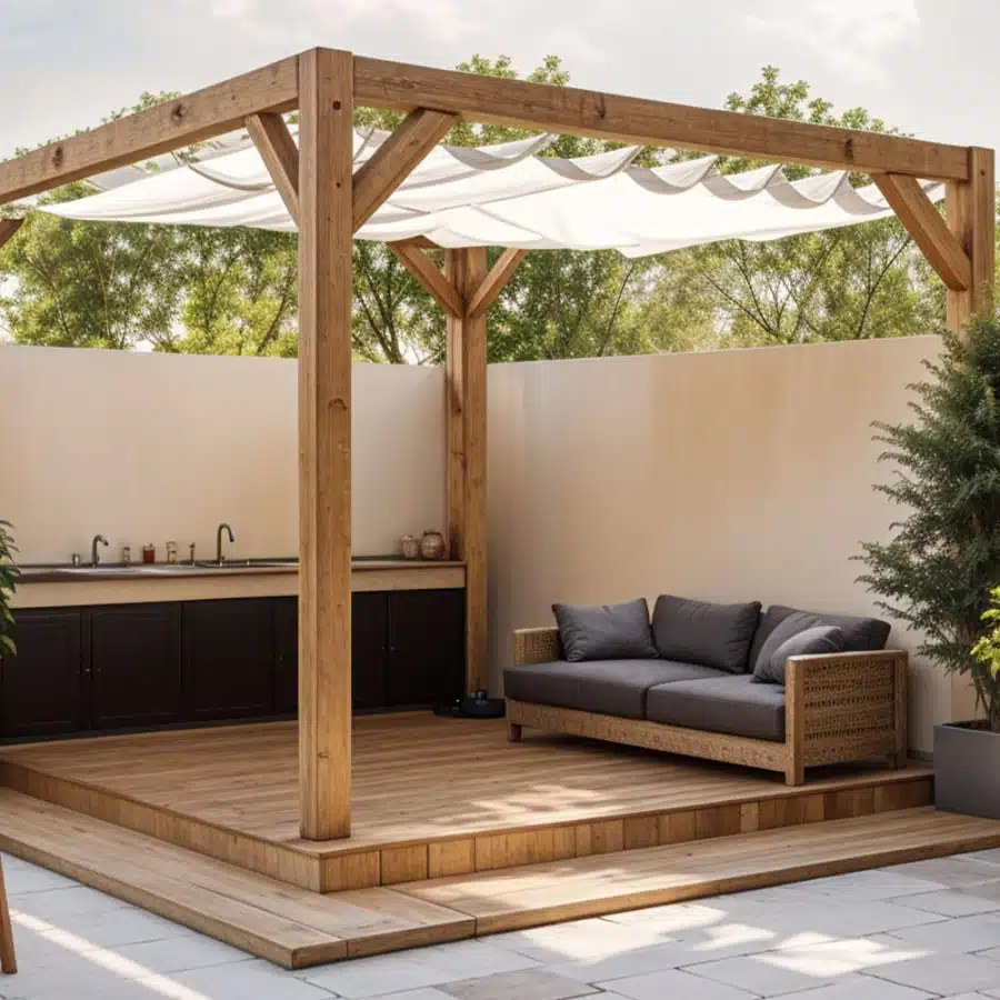 Harmonicadoek 370 x 370 cm wit