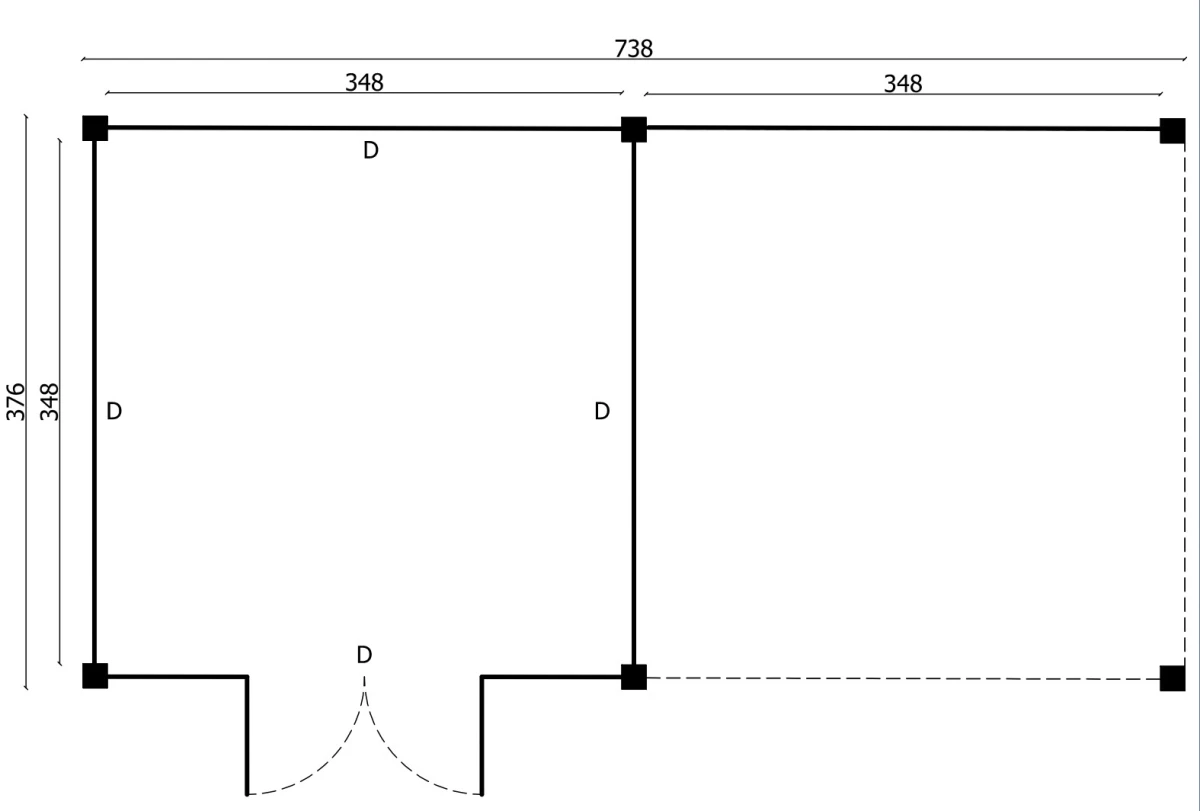 Platdak Stavanger type XL, samenstelling 3, zwart gespoten