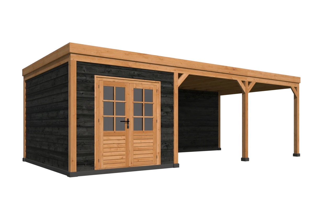 Red Class Wood platdak Kiruna, type 2 (zwart gespoten wanden)