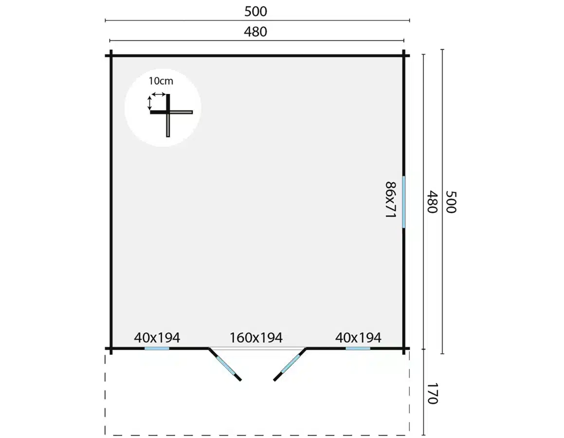 Blokhut – Tuinhuis Emiel | 44 mm | vuren onbehandeld