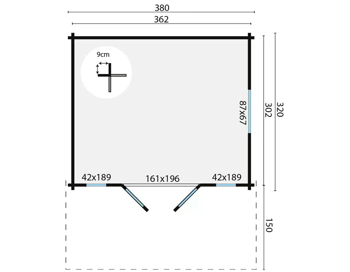 Blokhut – Tuinhuis Inglund | 44 mm | vuren onbehandeld
