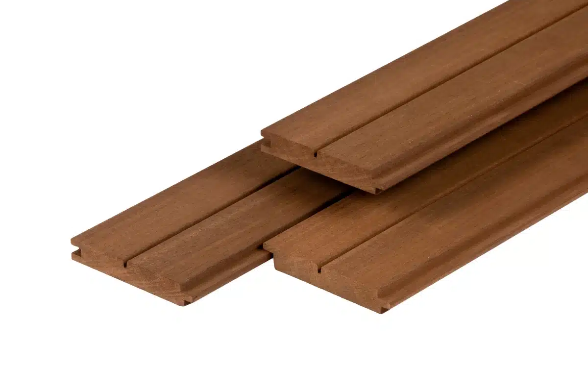 Thermoline ayous hardhout rhombus profiel dubbel 2,1 x 11,5 x 275 cm thermisch gemodificeerd, geschaafd