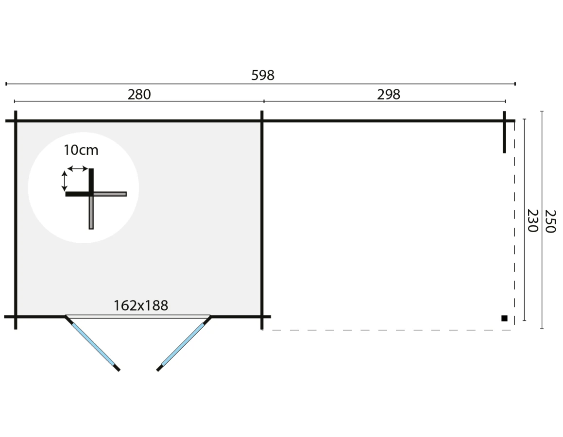 Blokhut – Tuinhuis Freddy | 28 mm | vuren onbehandeld