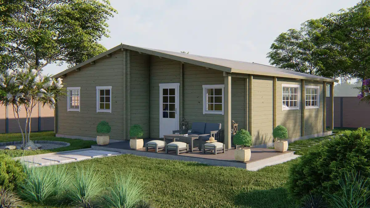 Blokhut – Tuinhuis Tullow | 70 mm | honinggeel geïmpregneerd