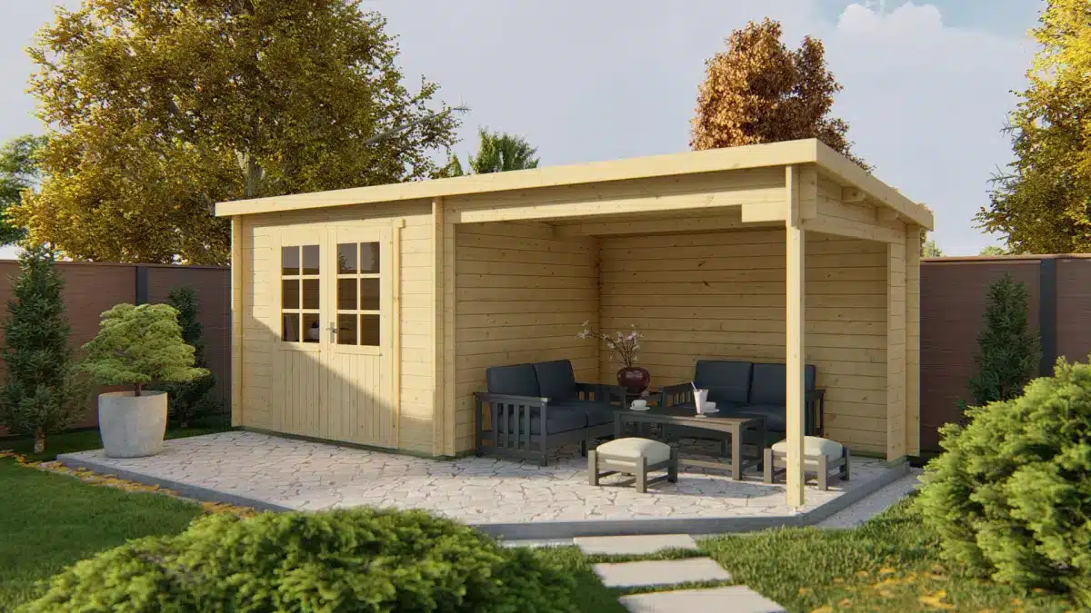 Blokhut – Tuinhuis Freddy | 28 mm | vuren onbehandeld