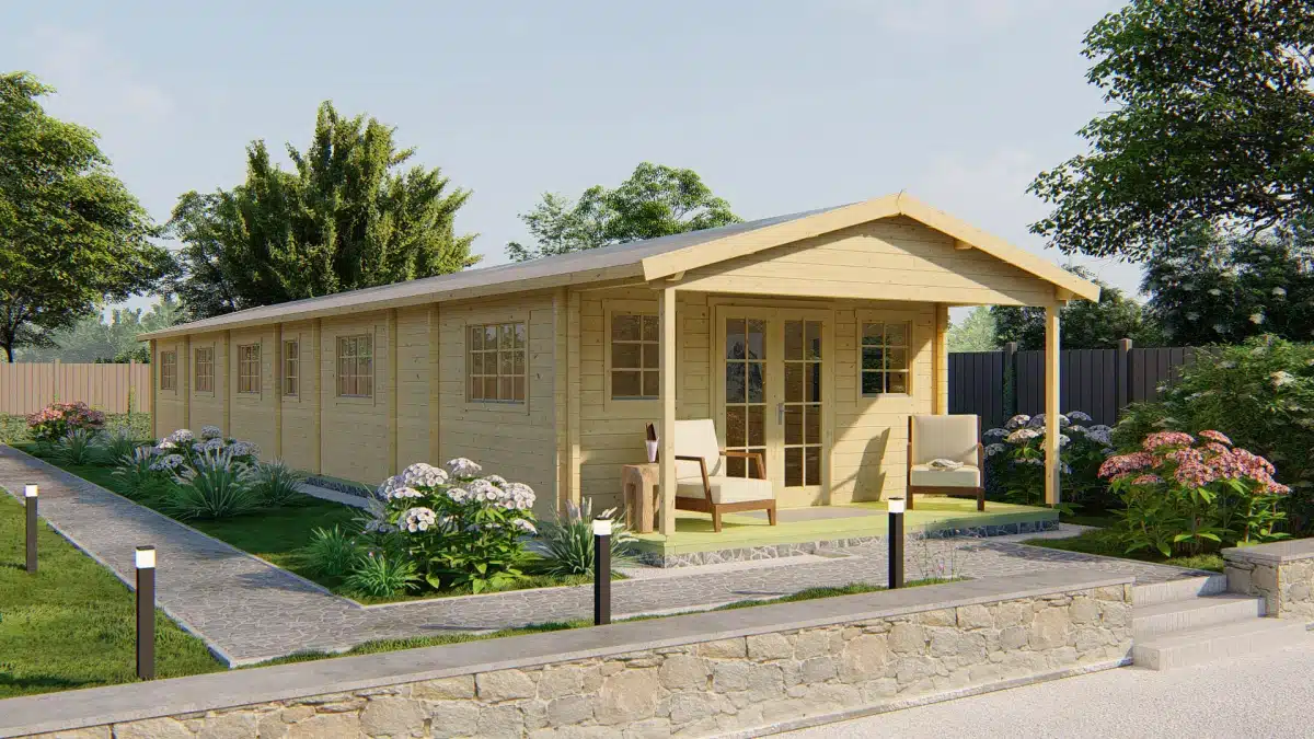 Blokhut – Tuinhuis Athy | 70 mm | Red Class Wood geïmpregneerd
