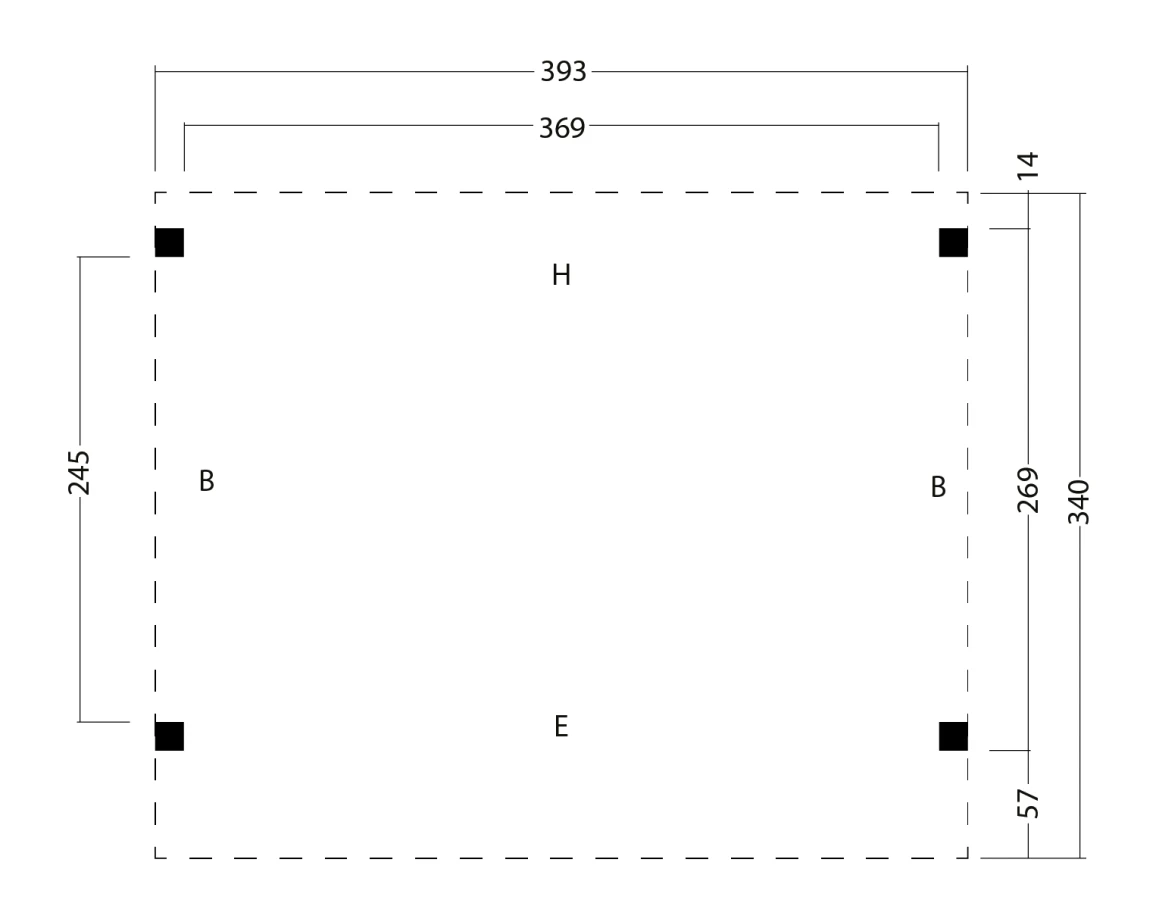 Kapschuur Economy basispakket Red Class Wood 400 x 300 cm