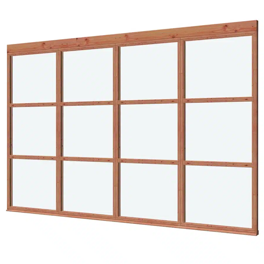 Glaswand De Luxe type T Douglas Gedroogd Onbehandeld 348 x 230 cm