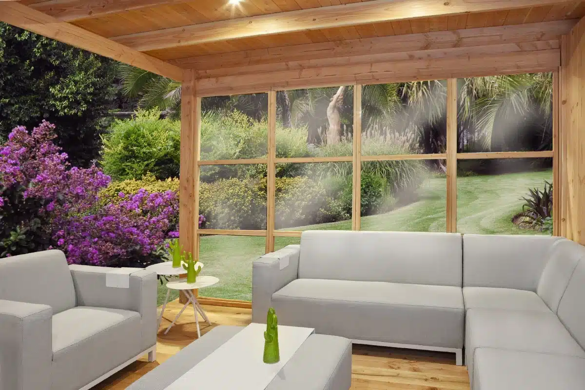 Glaswand De Luxe type T Douglas Gedroogd Onbehandeld 348 x 230 cm